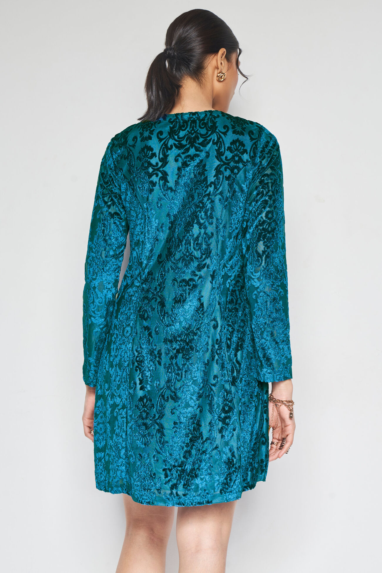 Tiana Jacquard Dress, Teal, image 7